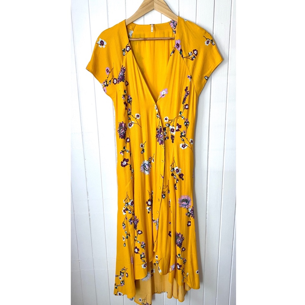 Free People Yellow Floral Midi Dress
